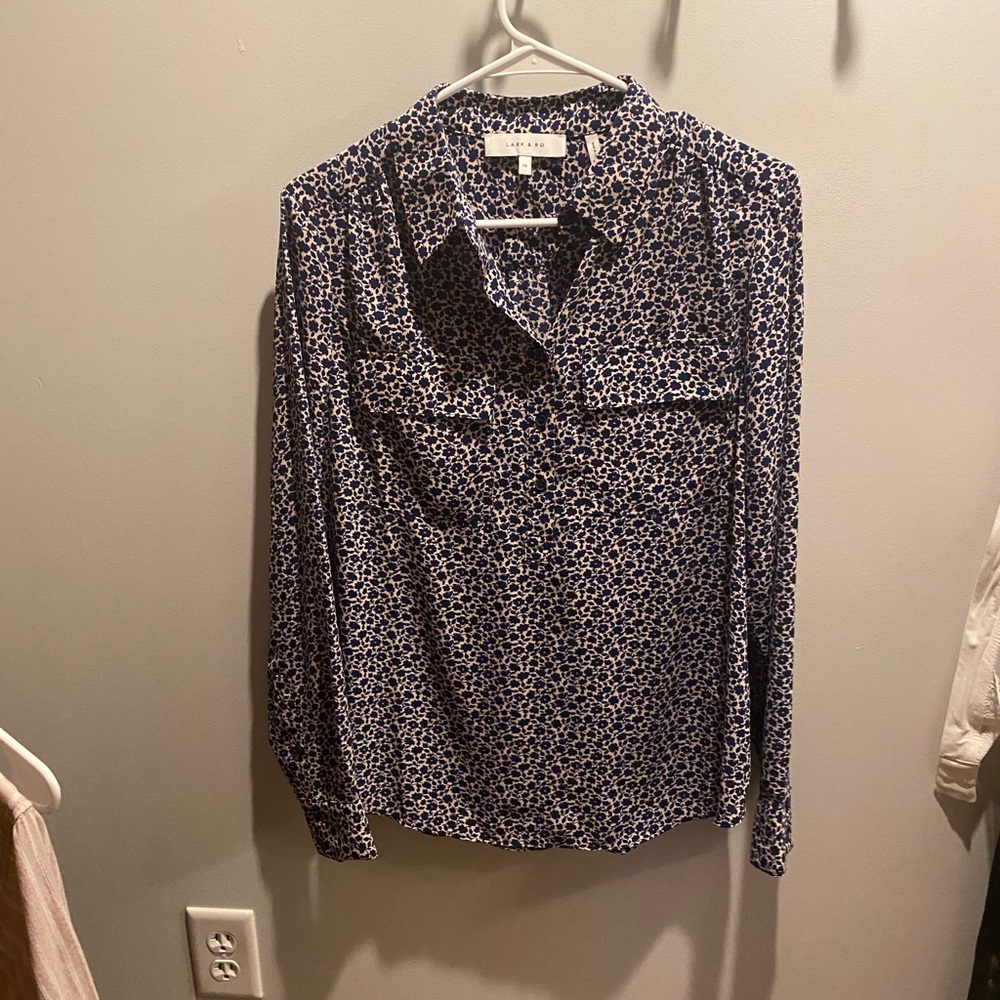 Lark & Ro pink/navy blouse